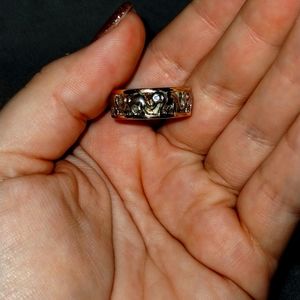 Elephant sterling silver and gold over sterling silver ring Size 7